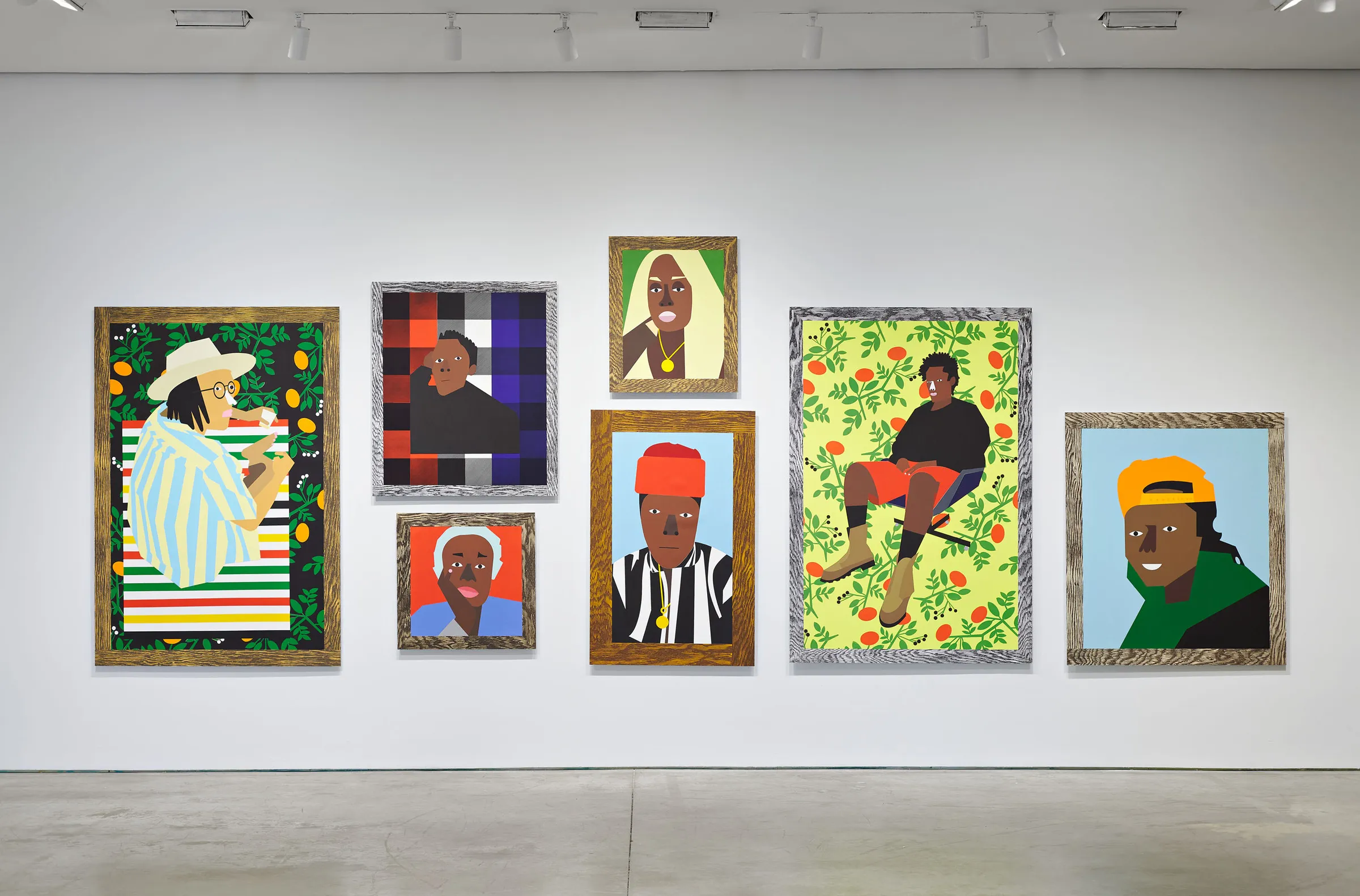 CREW, 2021 Set of seven collaged works on panel Dimensions vary 70 x 48 x 1.25 in. (packed)