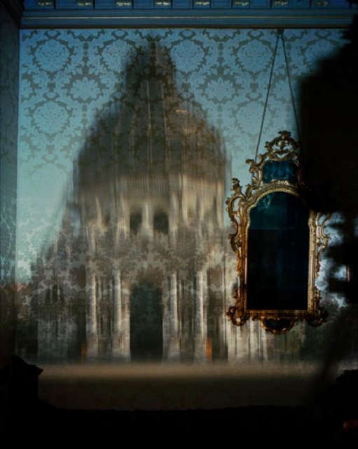 Blurry Upright Camera Obscura: Santa Maria della Salute with Scaffolding in Palazzo Bedroom 
