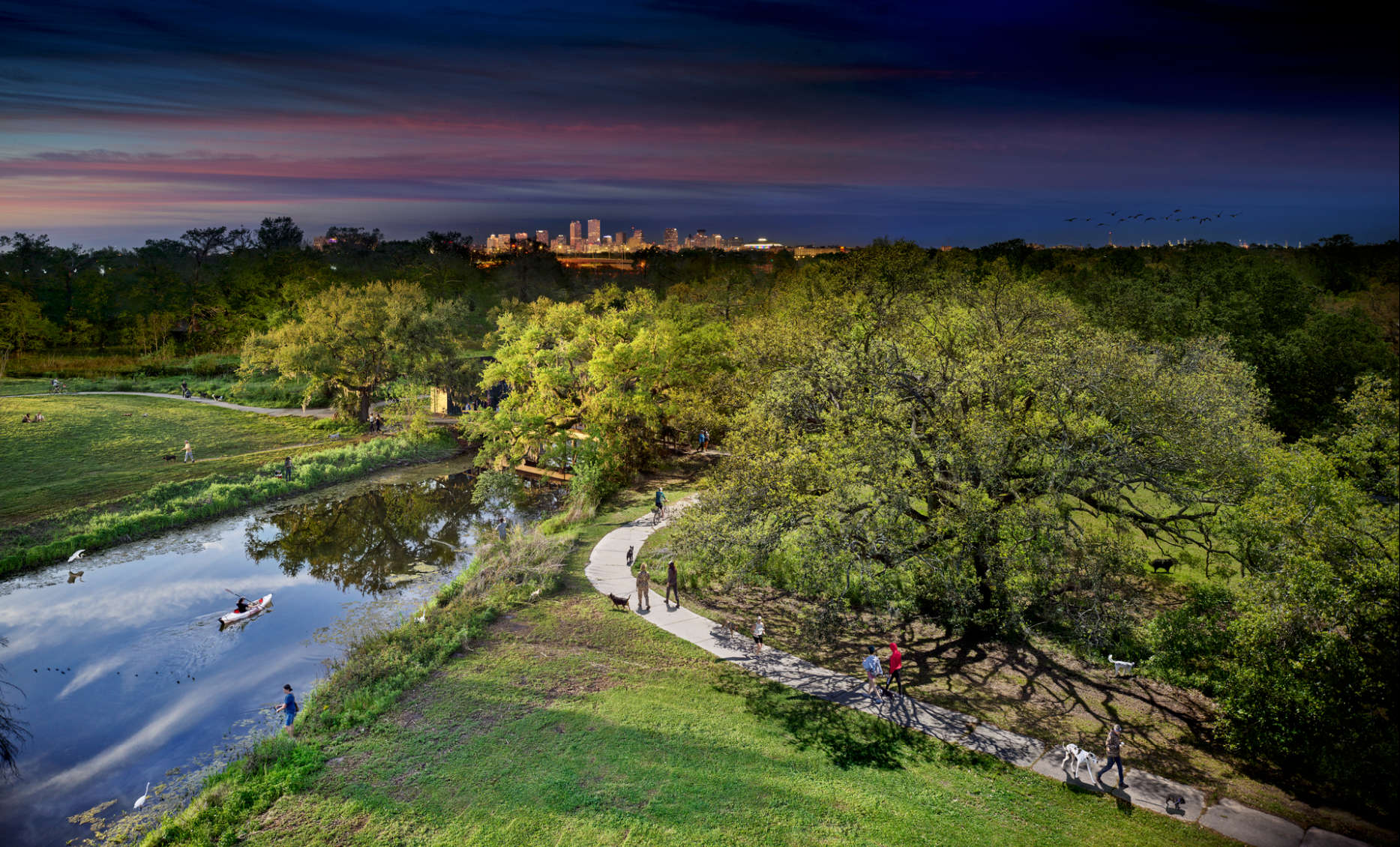City Park, new Orleans, Louisiana, Day to Night