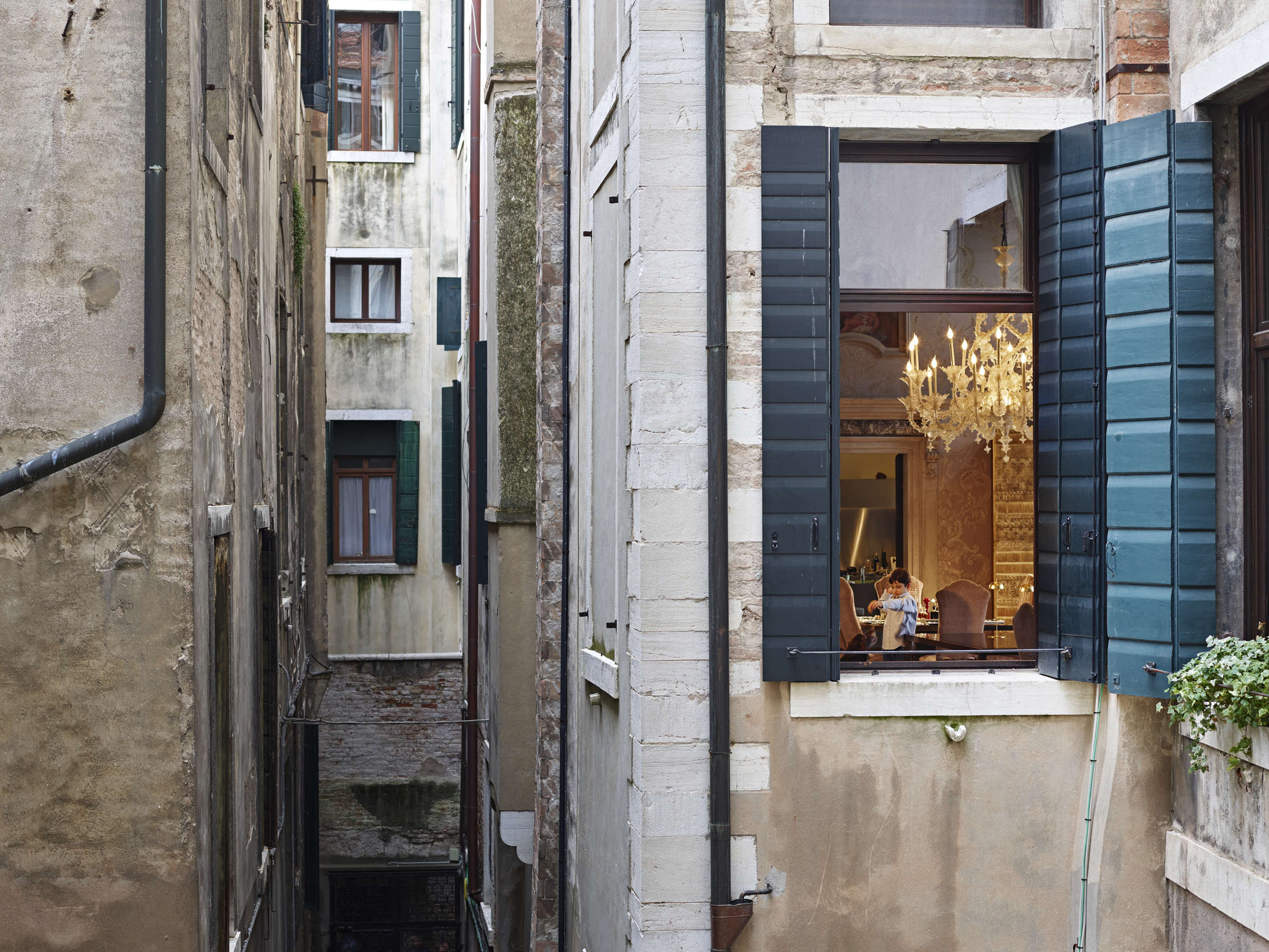 Boy and His Dog, Grand Canal from the Back Window, Venice, Italy