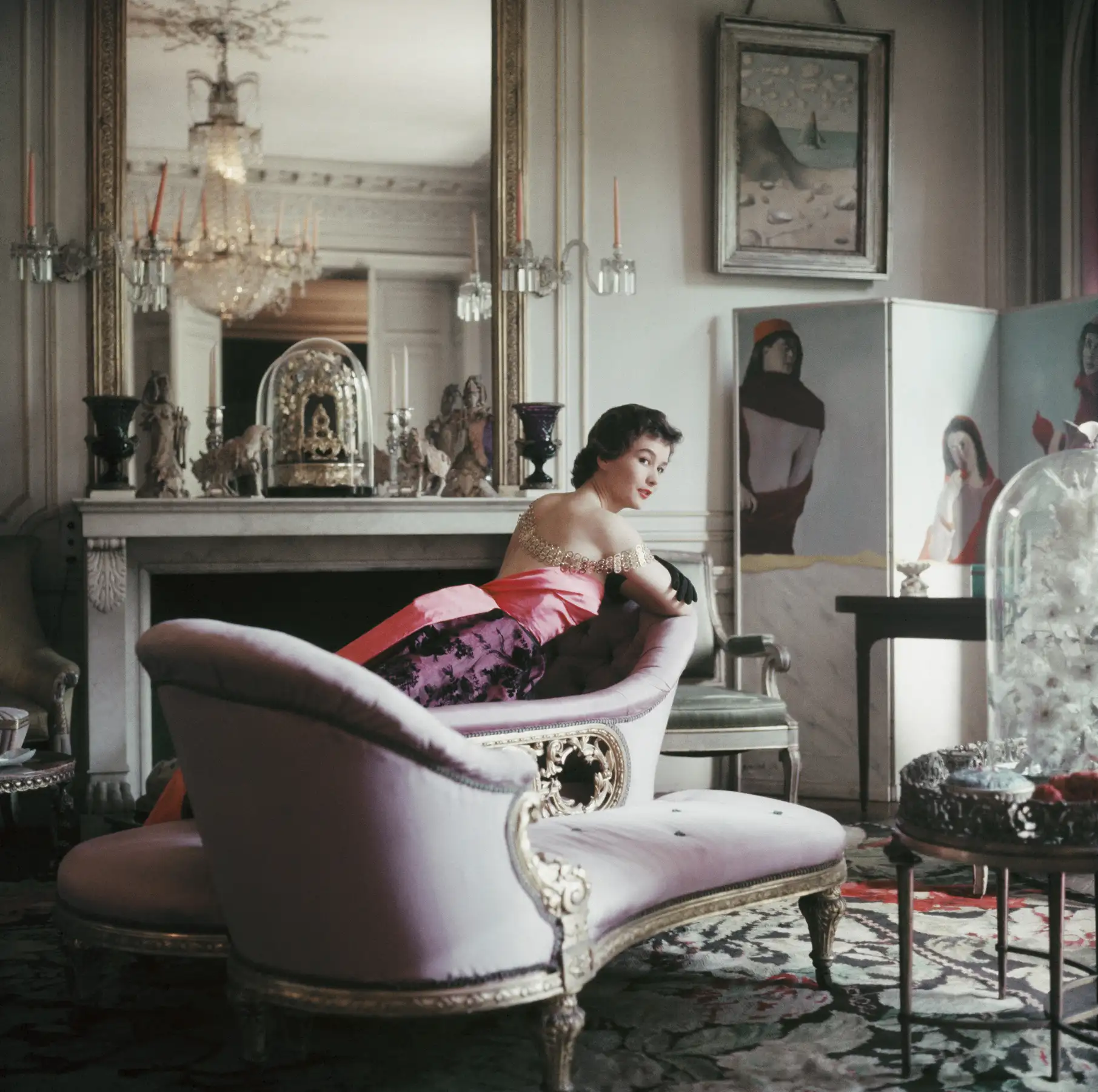 Model Chislaine de Bosisson in the Paris home of Elsa Schiaparelli