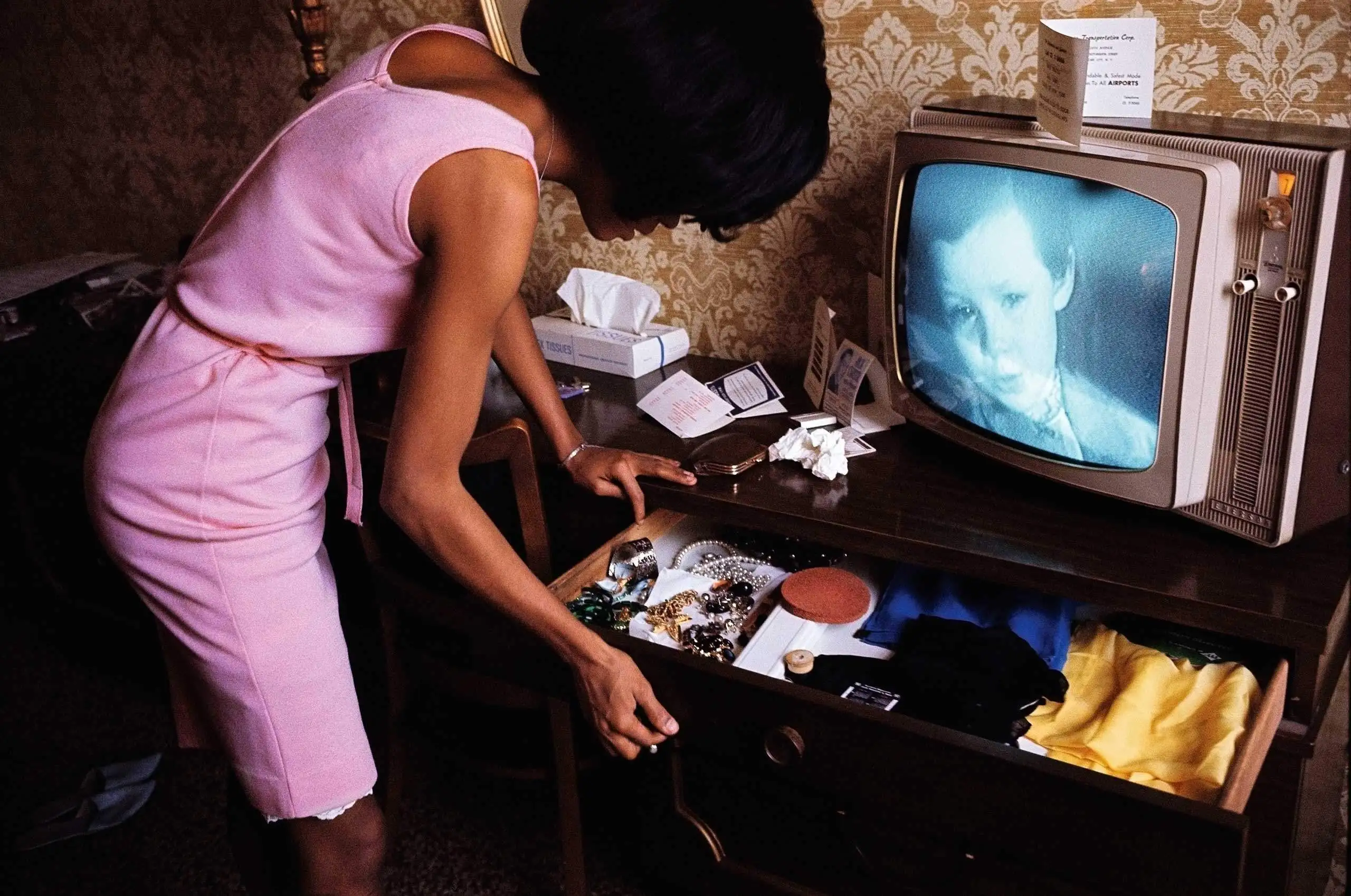 Diana Ross in a hotel room at the Apollo, USA, New York City
