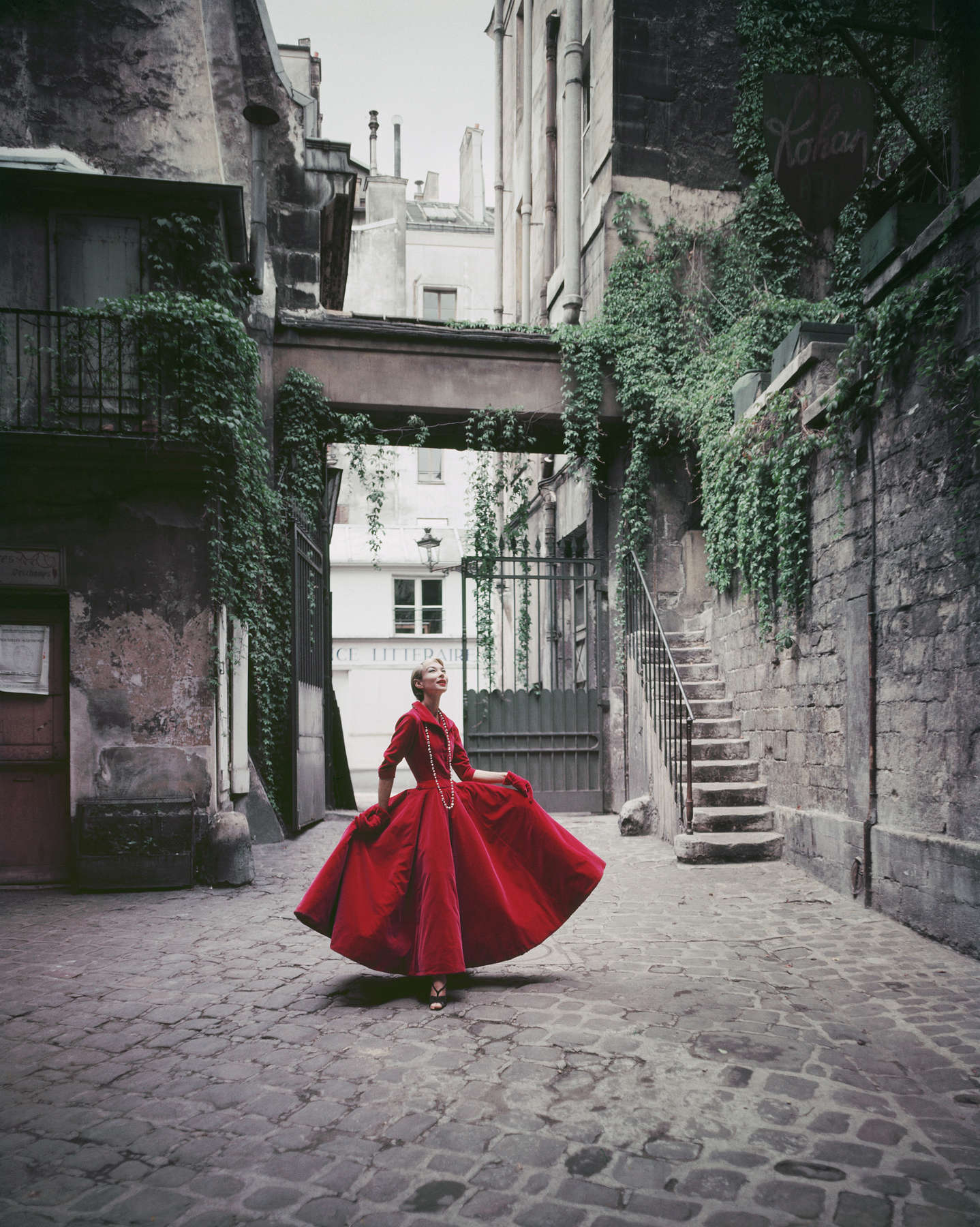 Courtyard Chanel Red Velvet Dinner Dress, Cour de Rohan