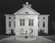 Front of Brooks County Courthouse at Night, US 84, Quitman, GA, 1976