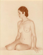 Untitled (nude), vintage carbro print, 5 3/4 x 4 3/4 inches