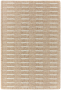 1'6" x 2'3" trystia sample in the wheat colorway. horizontal lines sweep across the sample with some parts of the line being a shade darker, creating a dash effect