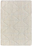 1'6" x 2'3" laura sample in the pearl colorway. the design contain raised loops zigzagging with straight horizontal lines going through each point