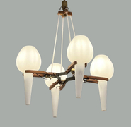 Opaline Suspended Four Glass Pendant Chandelier