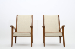 Jacques Adnet's pair of armchairs front view