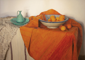 Claudio Bravo, Oranges, 2002, oil on canvas, 45 x 58 inches