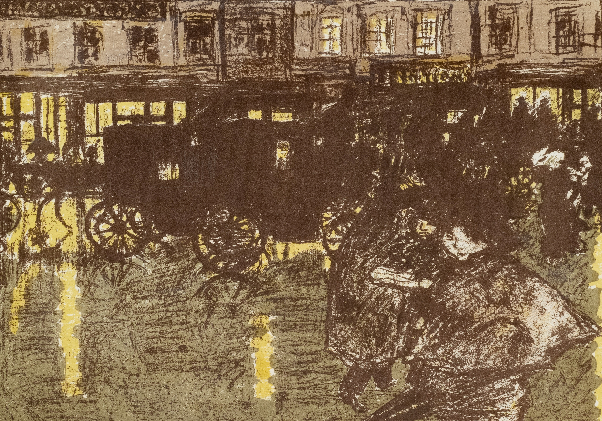 Pierre Bonnard Rue, le Soir, sous la Pluie, 1899&nbsp;&nbsp;  Color lithograph on chine volant 9 x 13 3/4 inches