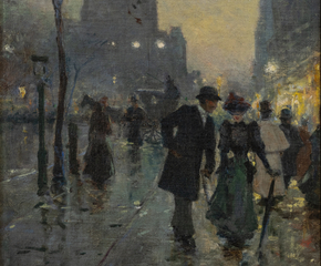 Alessandro Guaccimanni (1864–1927). Fifth Avenue at 24th Street, 1893. Oil on canvas, 14 x 8 1/2 in. (detail)