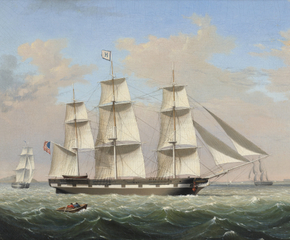 Fitz Henry Lane (1804–1865). Mary Ann, 1846 (a ship portrait). Oil on canvas. 19 x 27 1/4 in. (detail)