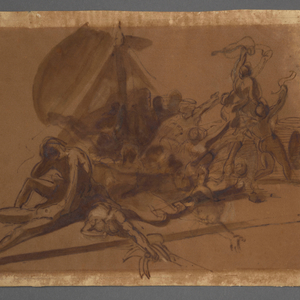 Théodore Géricault, Study for the Raft of the Medusa (recto) & Study of a man lying down, left arm raised...