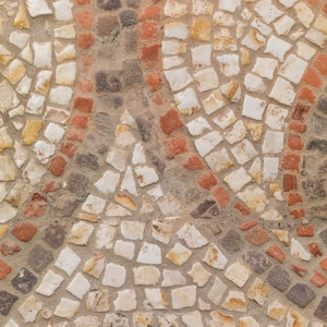 Two sections of Roman mosaic with geometric pelta pattern, England, Hampshire, c.360 AD