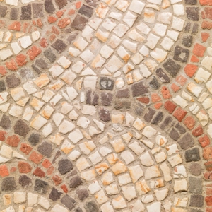Two sections of Roman mosaic with geometric pelta pattern, England, Hampshire, c.360 AD