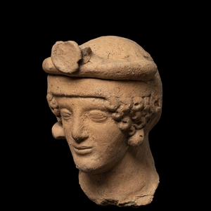 Greek head of a woman with diadem, South Italy, Medma, third quarter of the 5th century BC