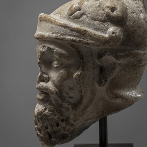 Roman head of a helmeted soldier, Italy, c.2nd-3rd century AD