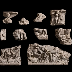 Roman fragments from a Nereid sarcophagus, c.190-200 AD