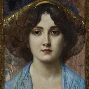 PORTRAIT OF YOUNG LADY WITH BLUE BLOUSE