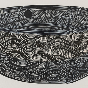 Michel Tuffery, Glass Eels coming back from Tonga, 2024