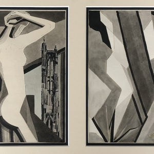 A. Van Nieuwenhove, La tour St. Jacques - Aprés la baignade (dyptych), 1954