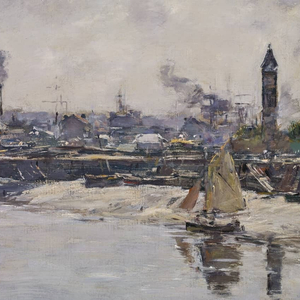 TROUVILLE, LE PORT MARÉE BASSE, LE MATIN