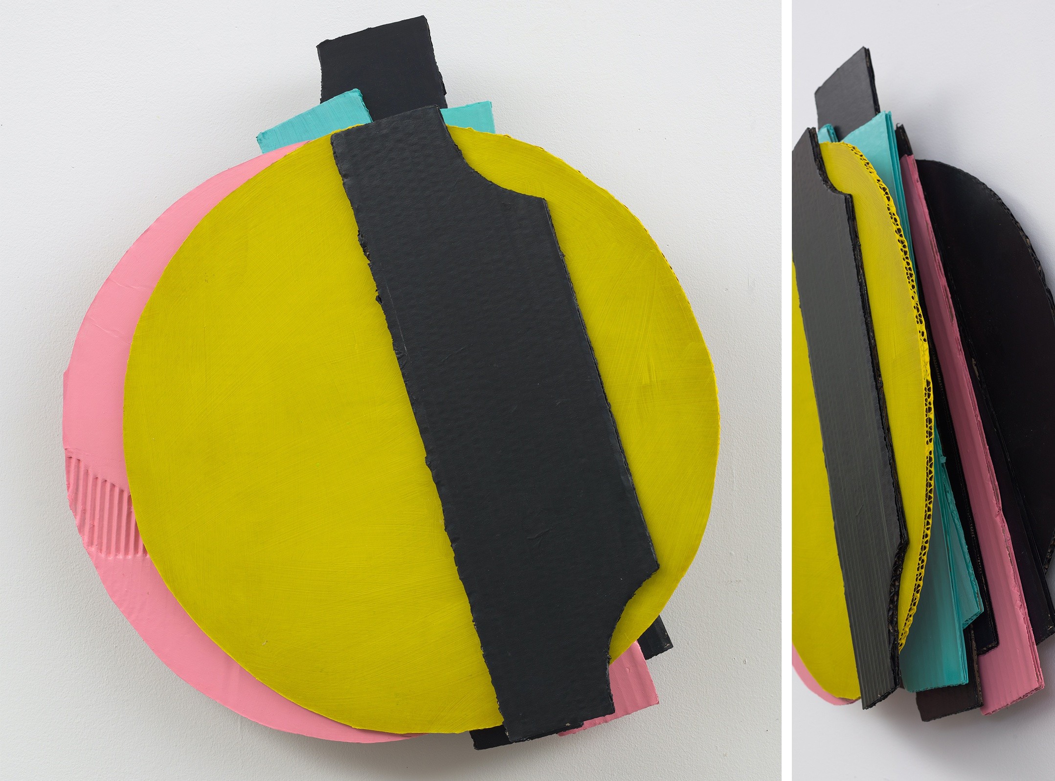 Yellow Fancie, 2022 cardboard, pigment and acrylic varnish 48 &times; 45 &times; 13 cm (19 &times; 17 &frac34; &times; 5...