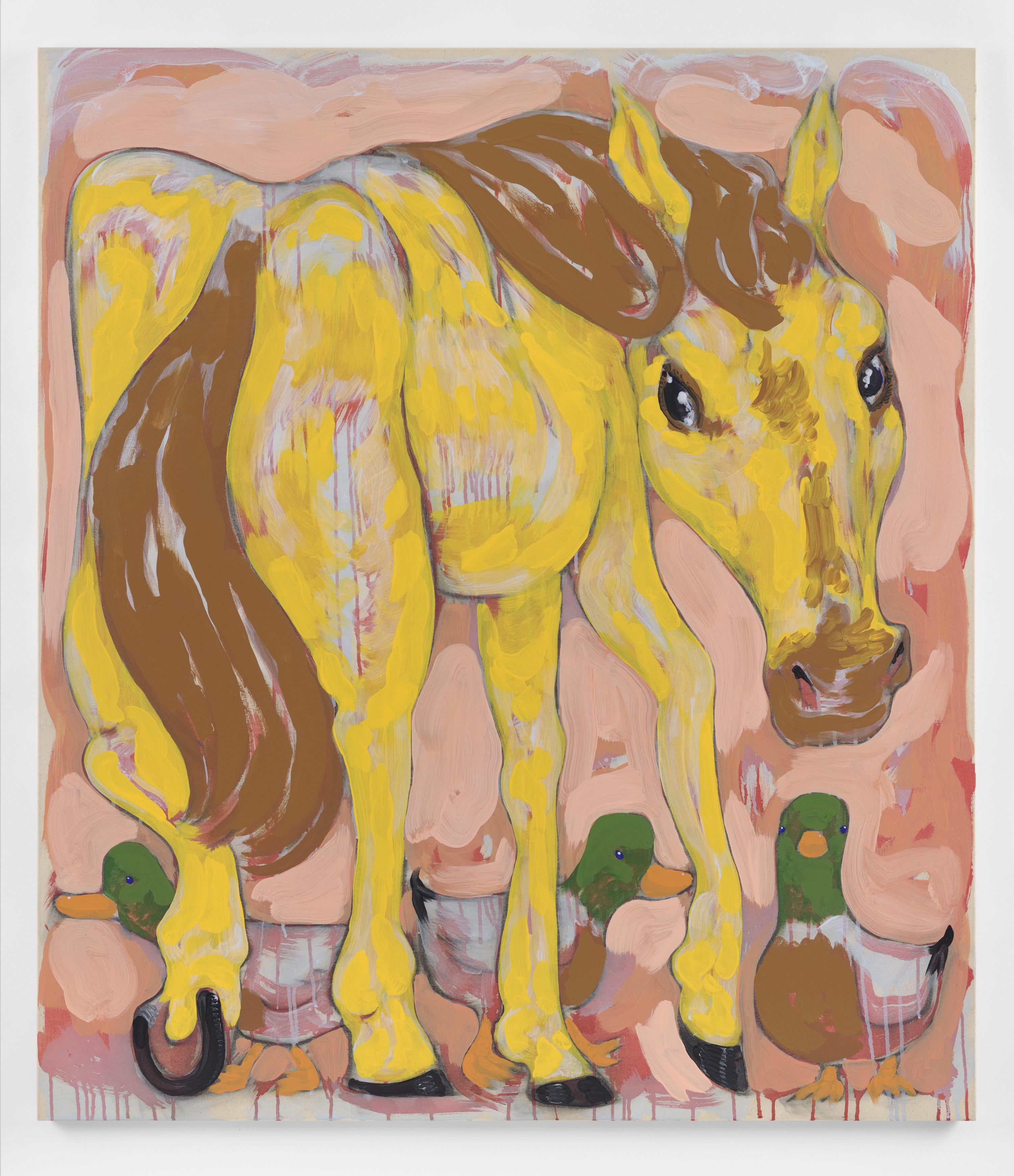 Four Boys, 2023 acrylic and charcoal on canvas 160 &times; 140 cm (63 &times; 55 in)