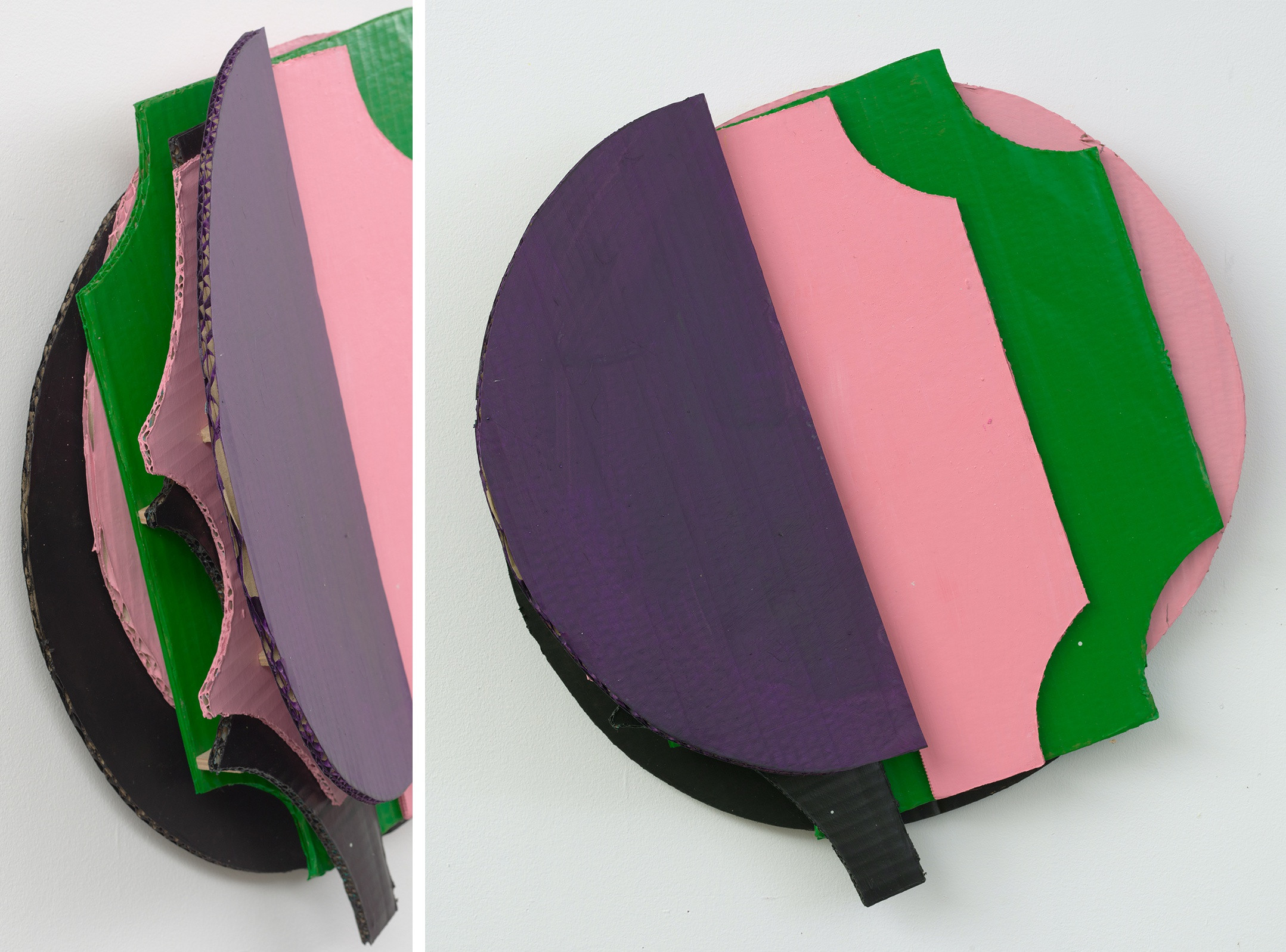 Pink Fancie, 2022 cardboard, pigment and acrylic varnish 48 &times; 43 &times; 14 cm (18 &frac34; &times; 17 &times; 5...