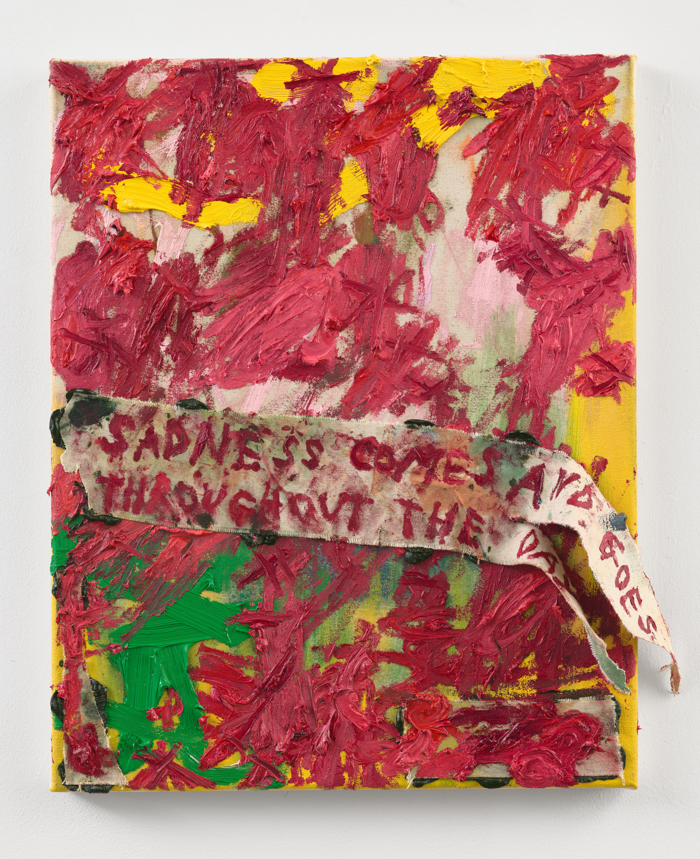 Sadness Comes and Goes Throughout The Day (Yellow), 2020 oil and collage on canvas 50 &times; 40 cm (19&frac34; &times;...