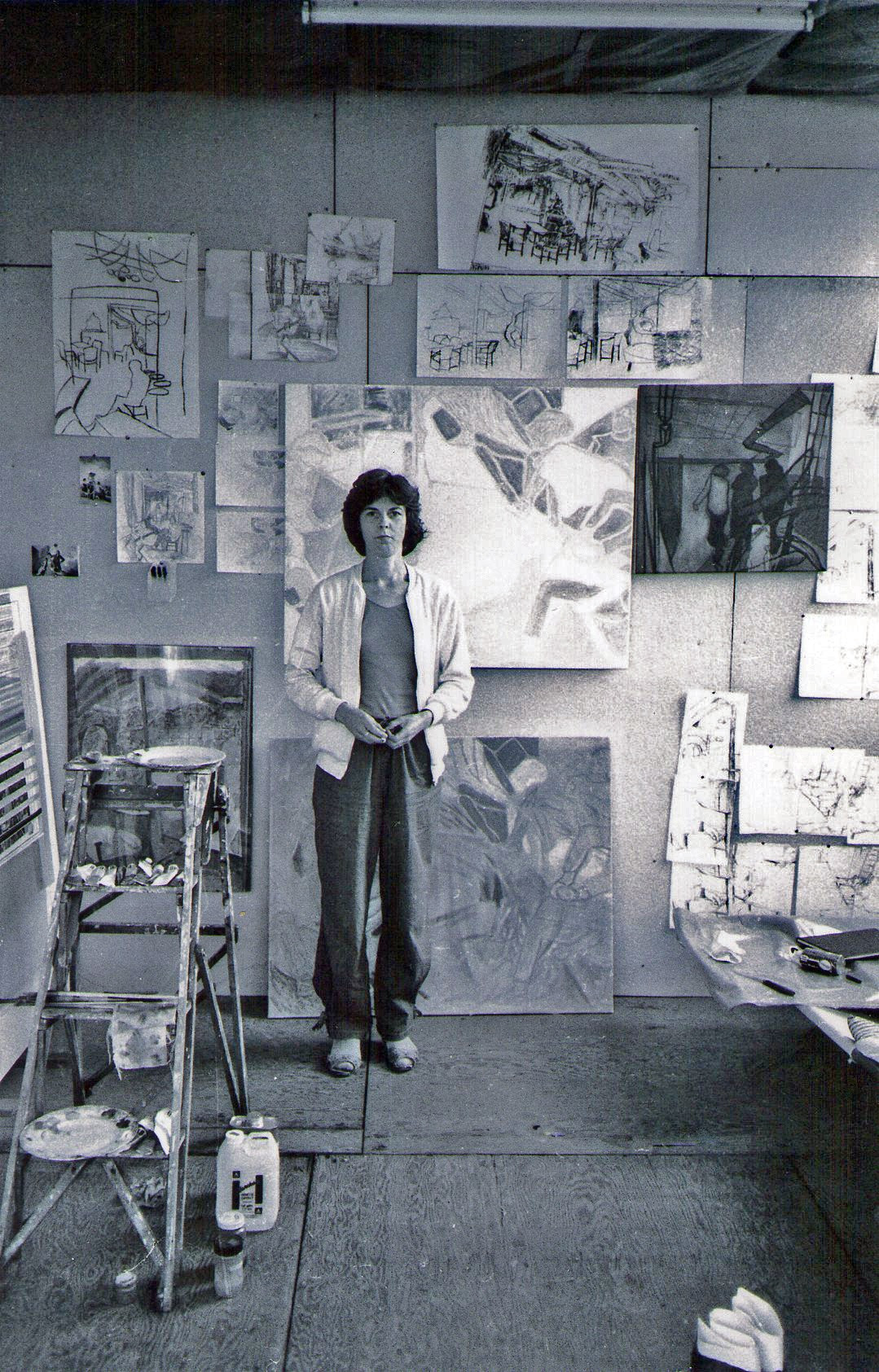 Hallam in her London studio, 1979.