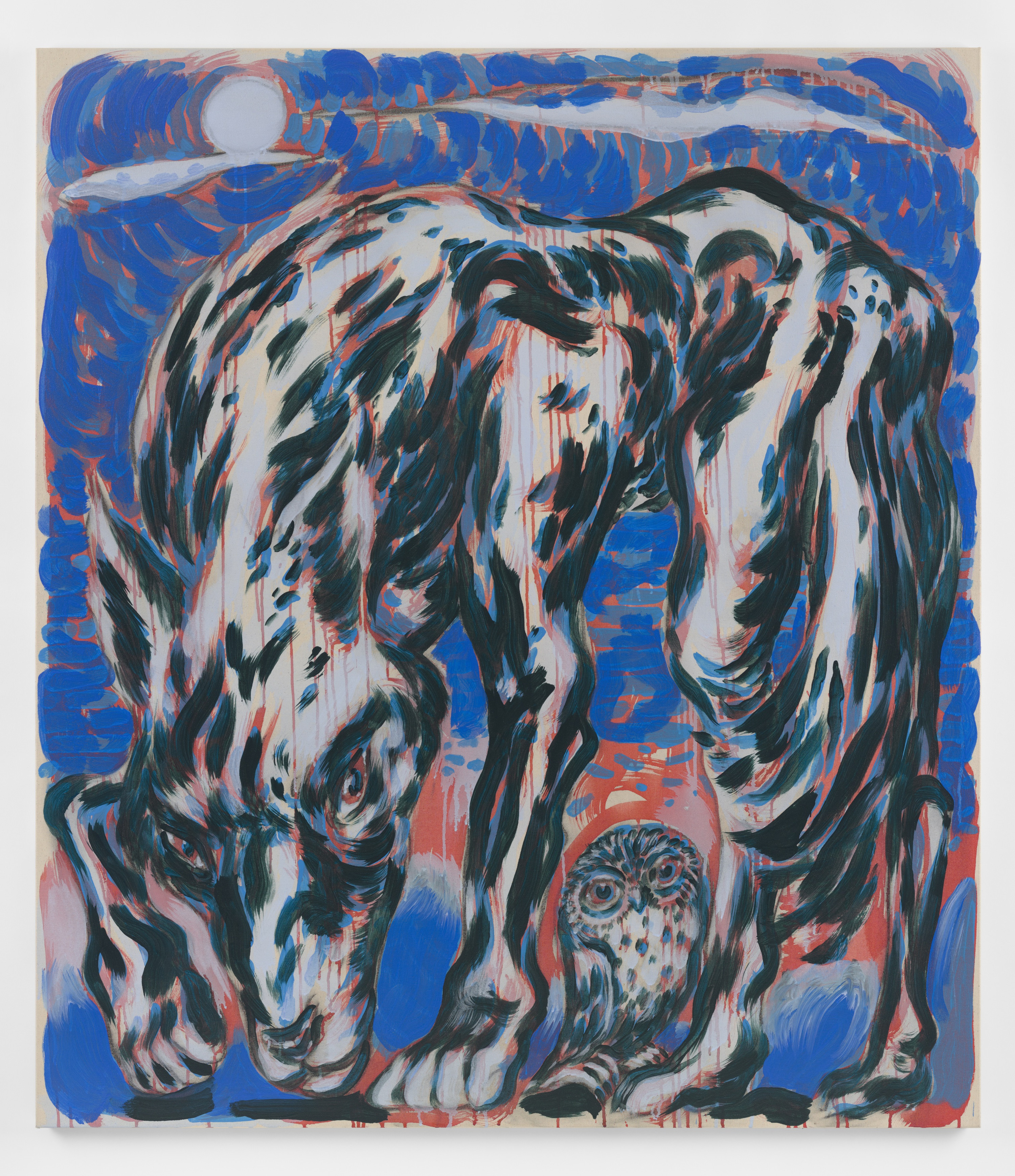 Double Take, 2023 acrylic and charcoal on canvas 160 &times; 140 cm (63 &times; 55 in)