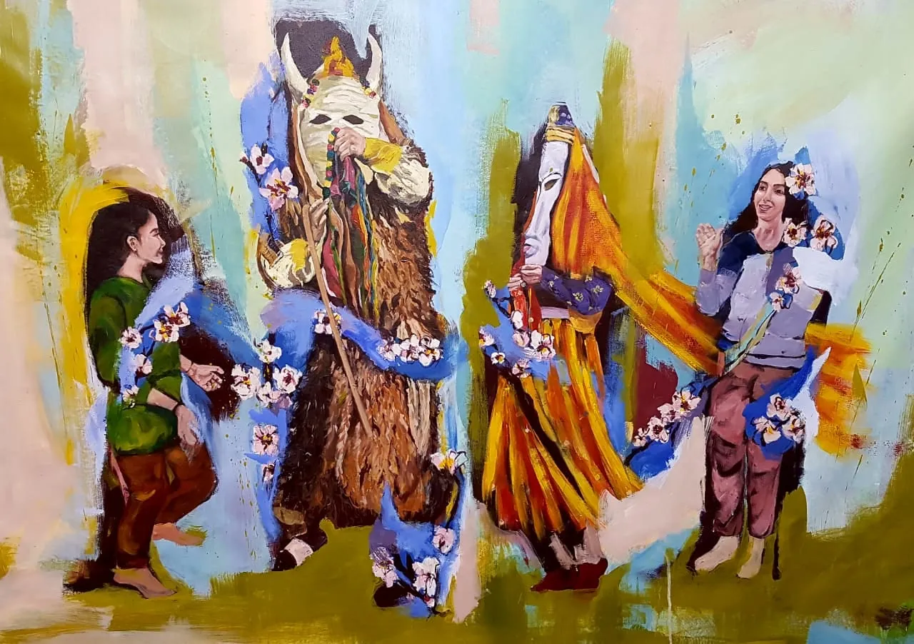 Shahpari Rahmani And That's How You Stay, 2020 Acrylic on canvas 39 3/8 x 47 1/4 in. (100 x 120...