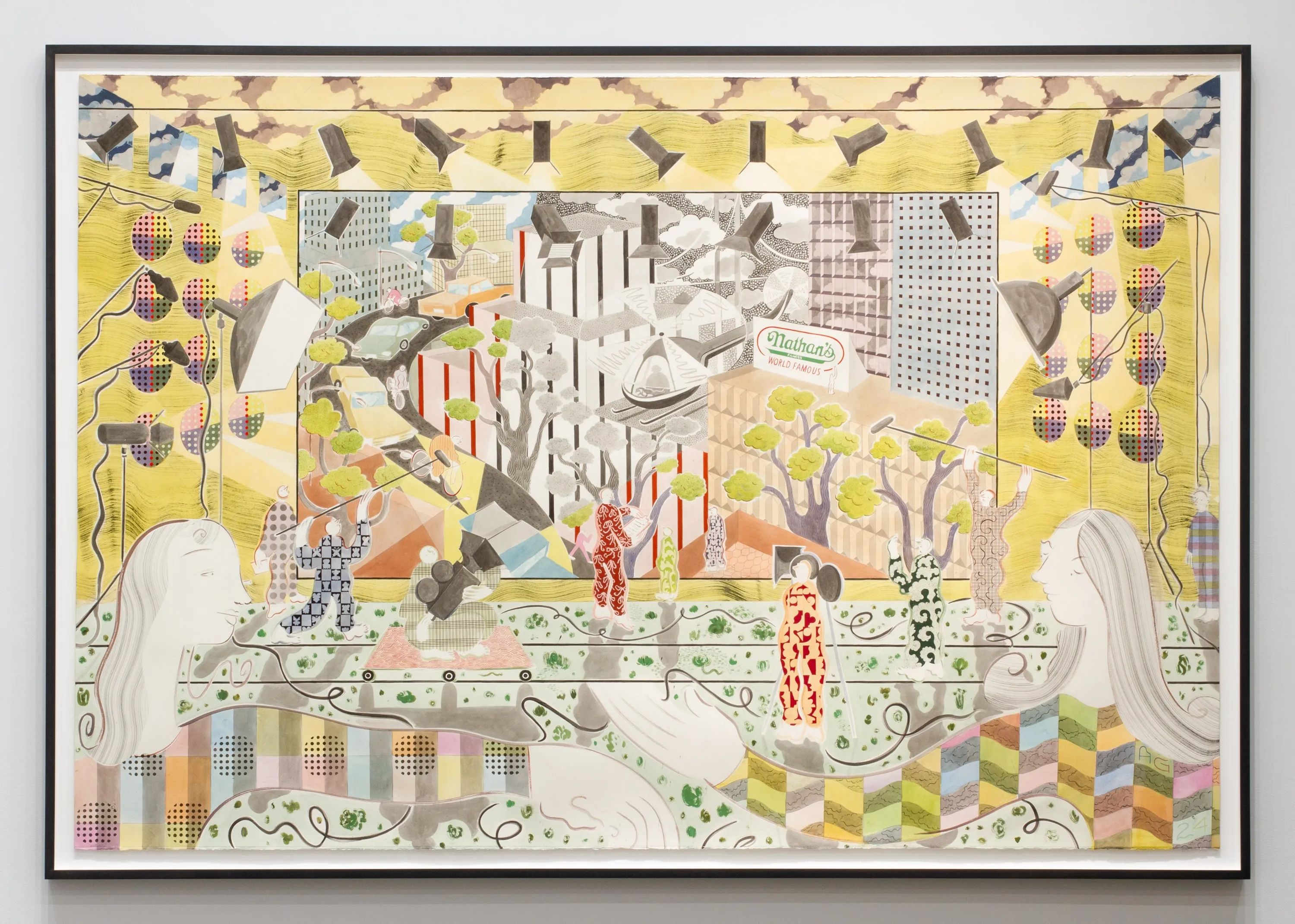 Alexa Guariglia (American, b. 1990) Limelight, 2024 Gouache, Watercolor, and Ink on Paper 60 1/4' x 88 7/8' (153 x...