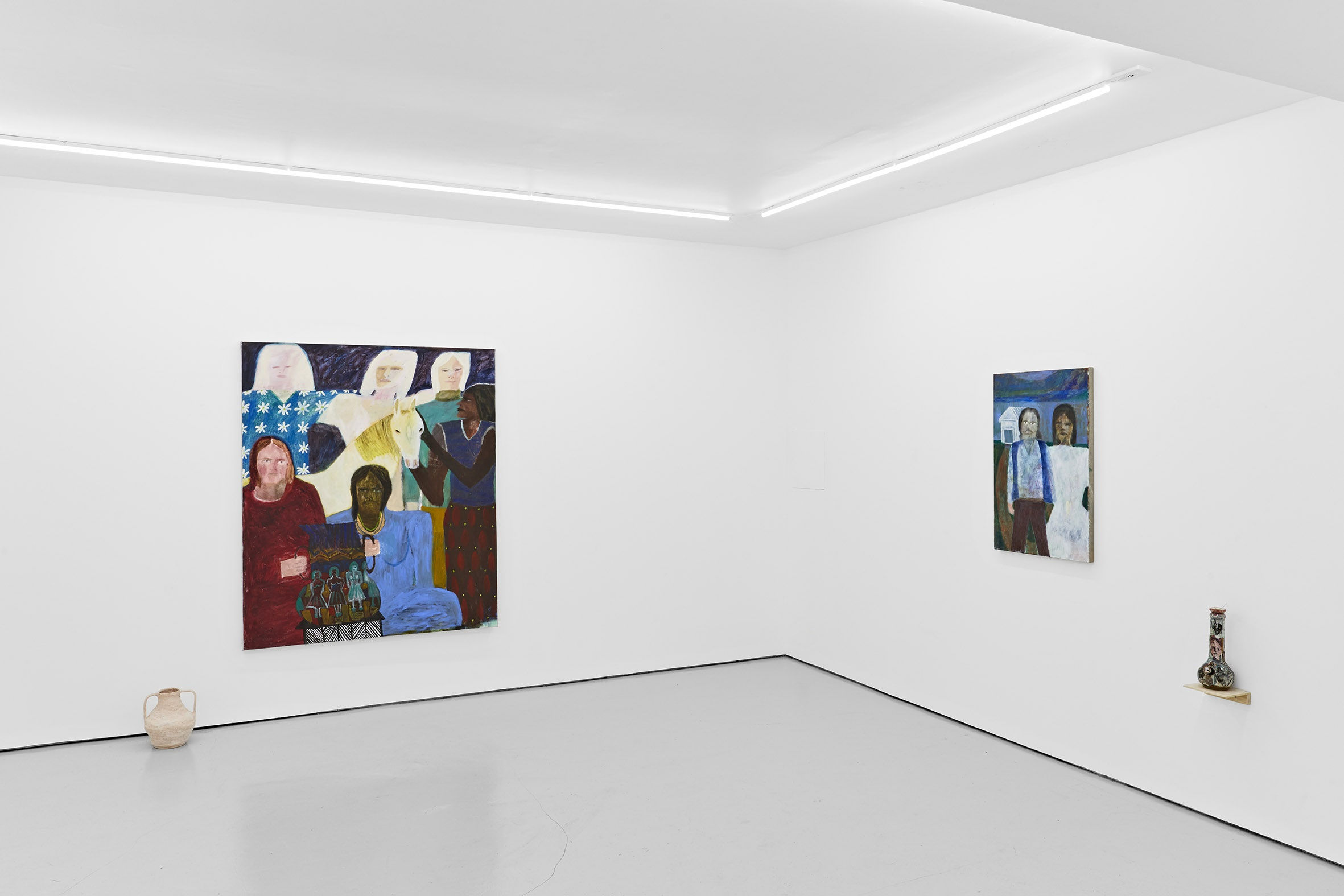 In both the painted figures and the more representational sculptural pieces the viewer is able to view their present form...