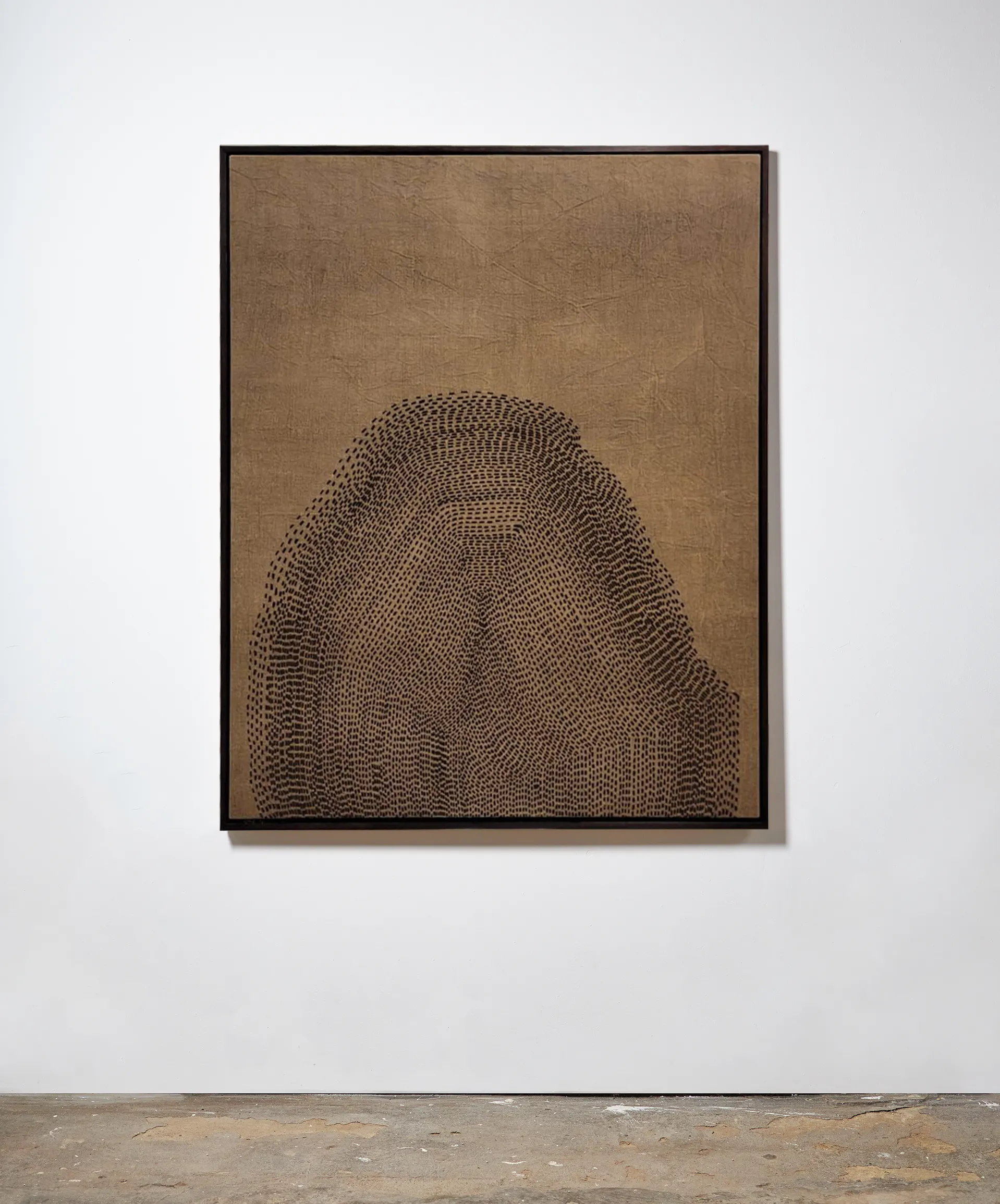 Earth, acacia bark extract, kelp seaweed and organic cotton thread on linen, 120 x 90 cm, 2022 Private Collection