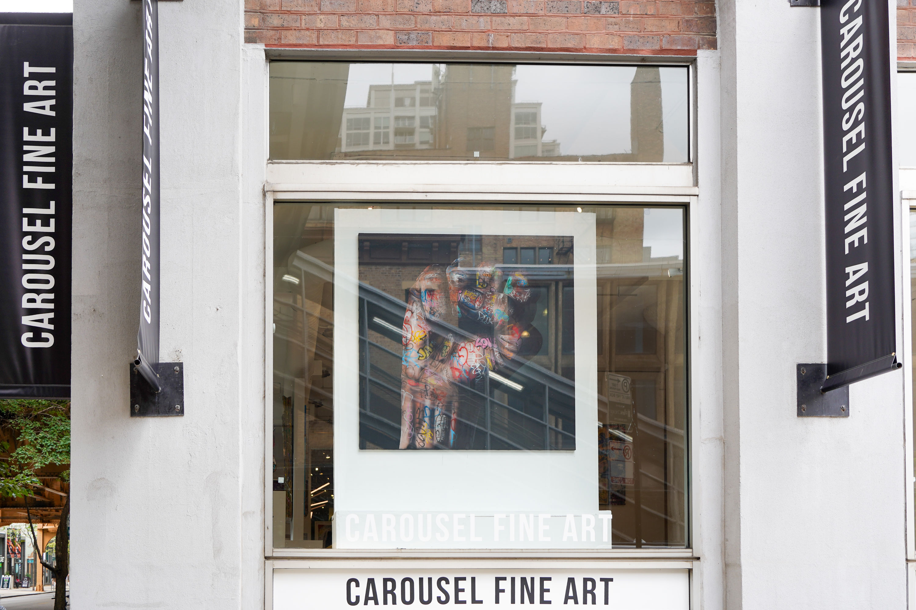 Onemizer art being shown in Carousel Fine Art's River North location.