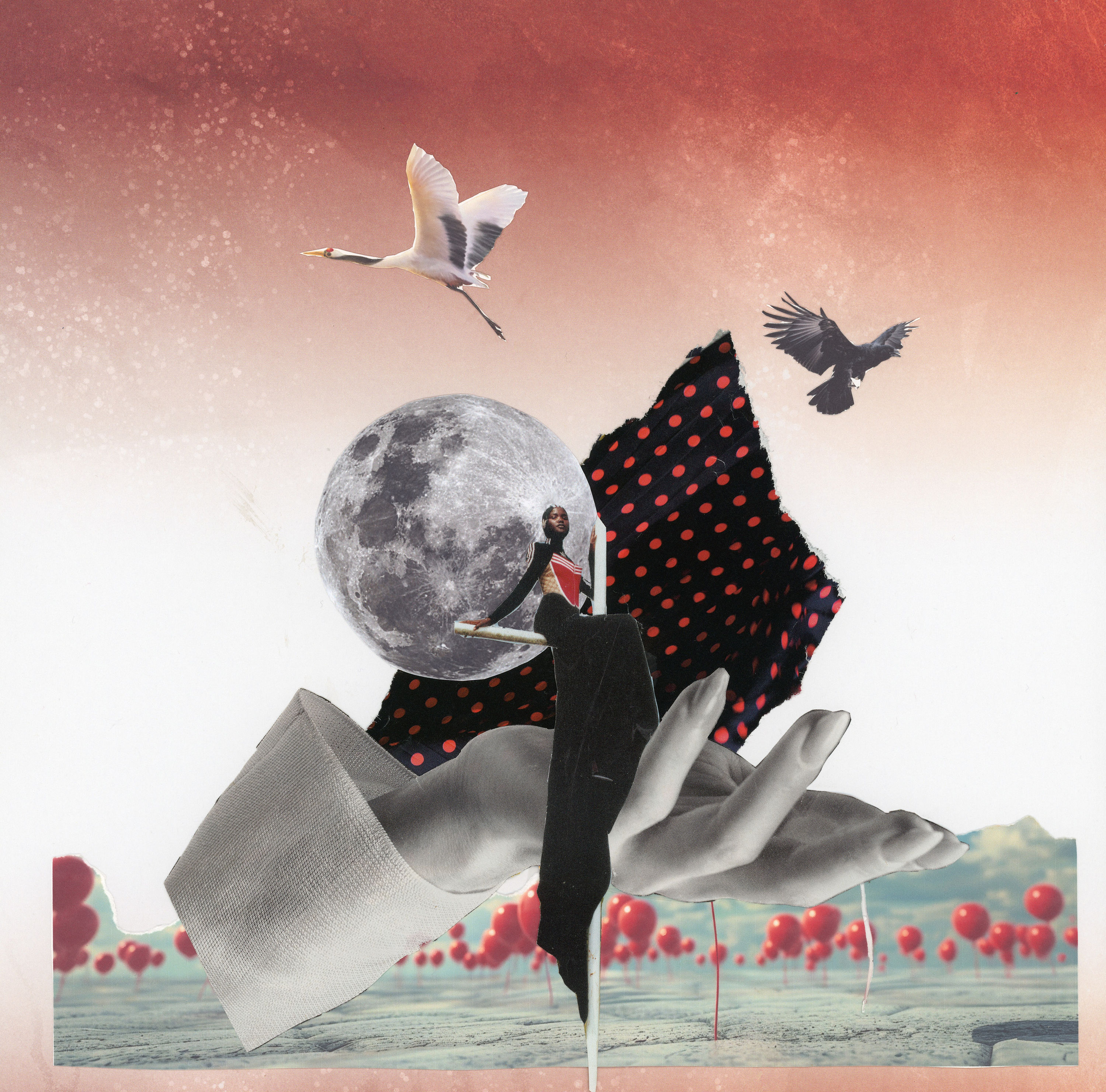 The World in My Hand, 2024, Photographs and acrylic on paper, 12 x 12'