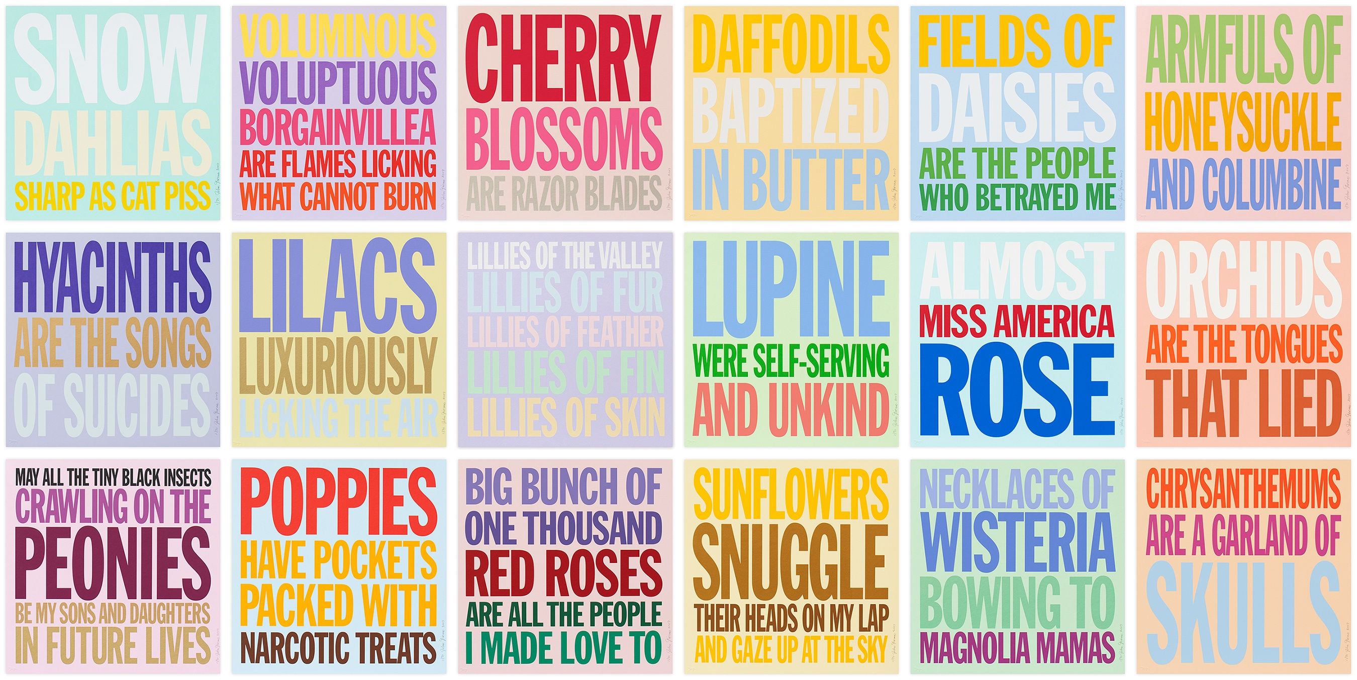 John Giorno Durham Press Welcoming the Flowers Edition Portfolio of 18 Screenprints