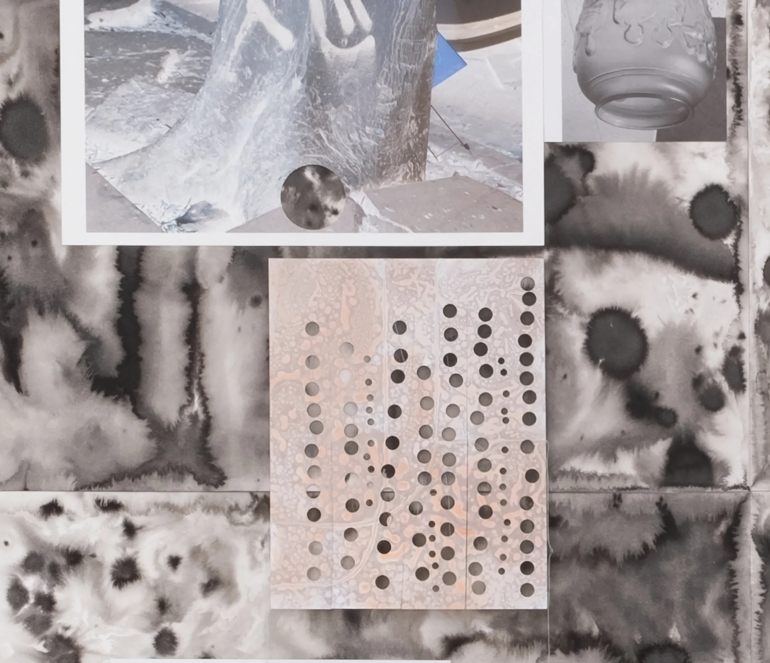 collaged watercolor and drawing