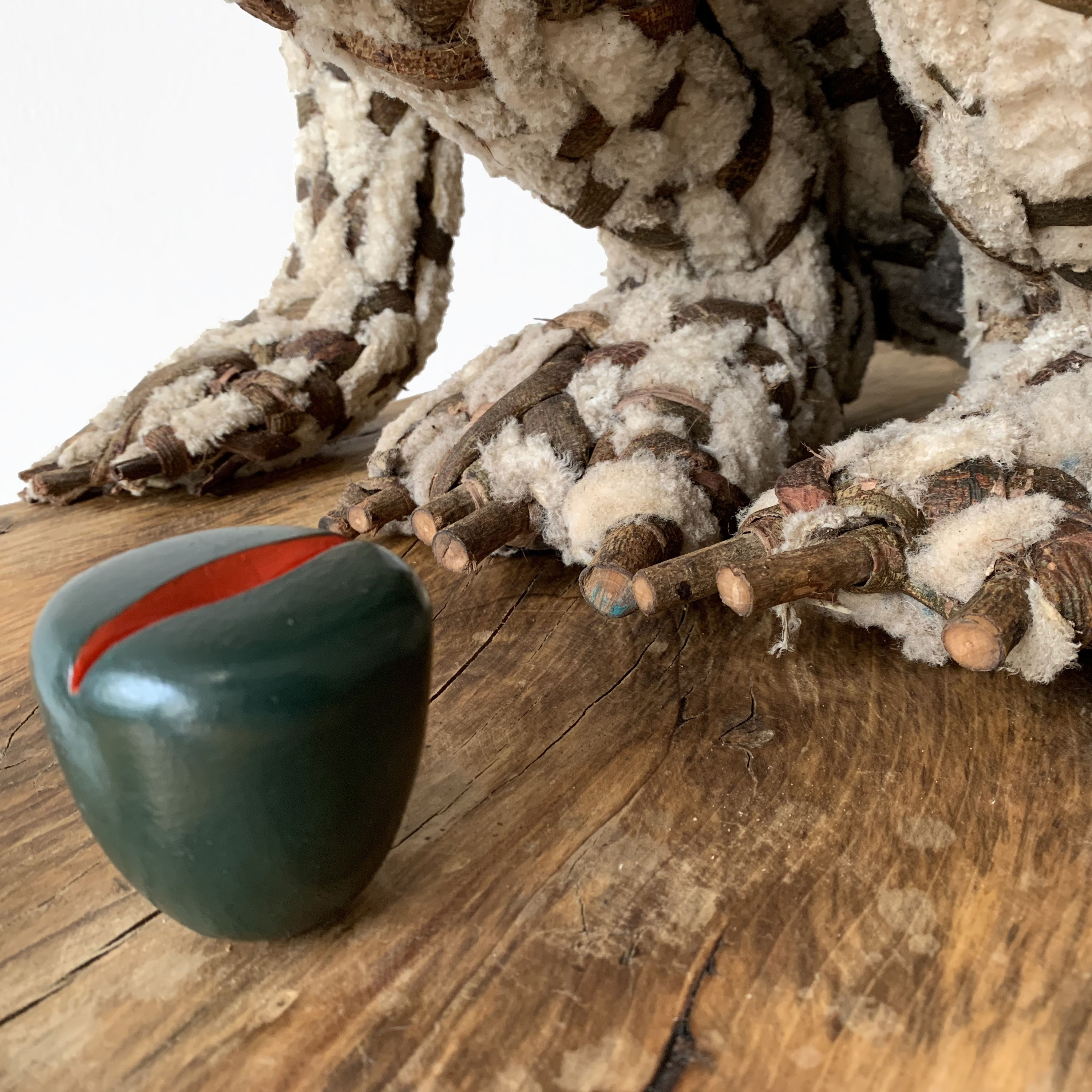 Jacques Dhont The Busy Bee Has No Time For Sorrow, 2021 Wattle bark, wood, sisal, sheepskin, metal and enamel paint...