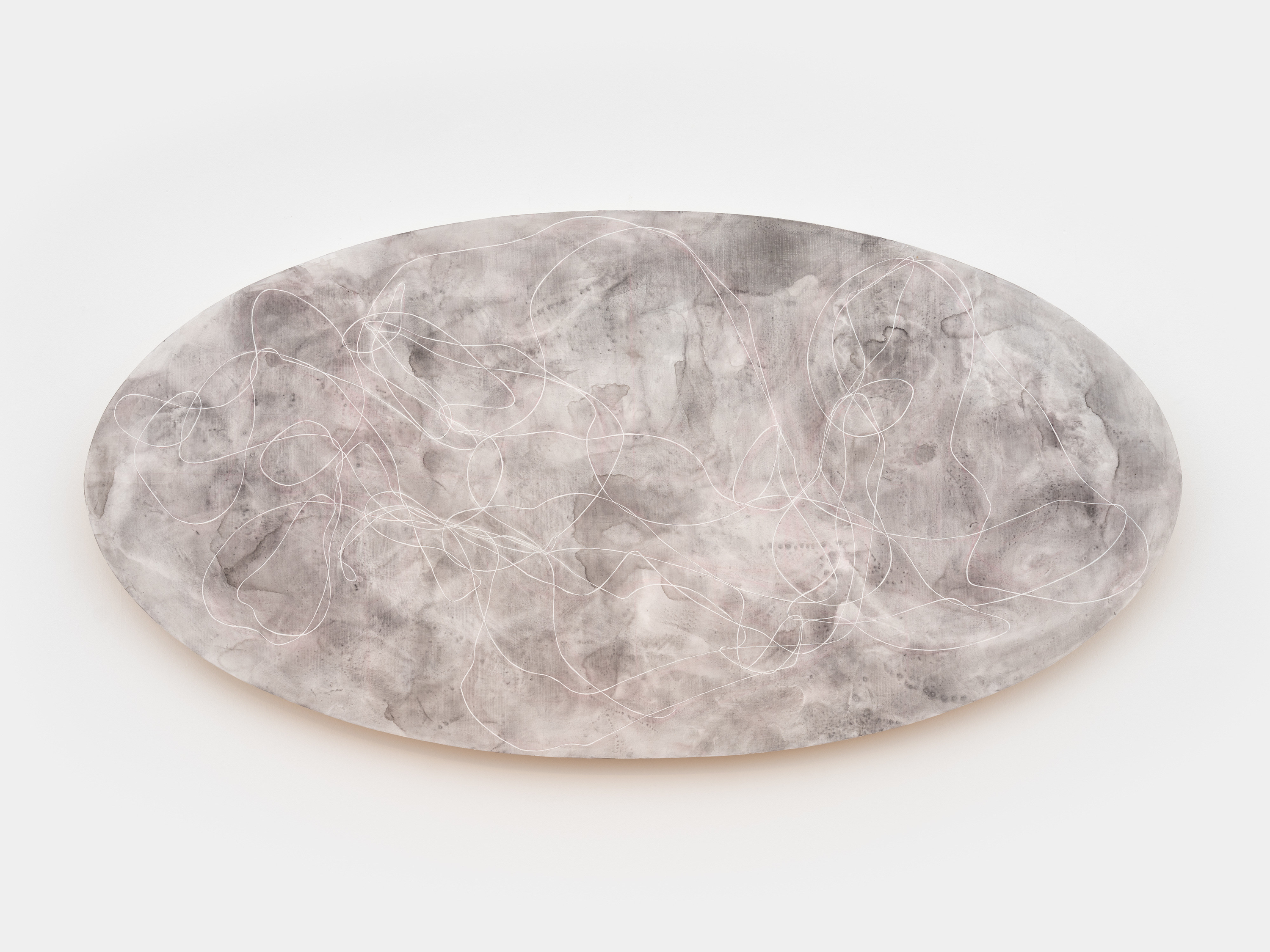 Elliott Puckette Low-Anchored Cloud, 2024 ink, gesso and kaolin on wood panel 30 x 60 inches 76.2 x 152.4 cm