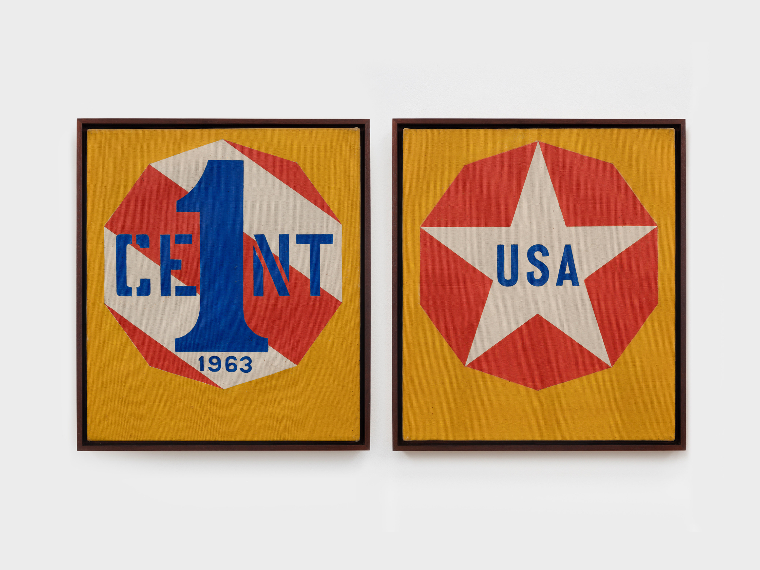 Robert Indiana New Glory Penny, 1963 oil on canvas 15 x 13 1/8 inches, each panel 38.1 x 33.3 cm