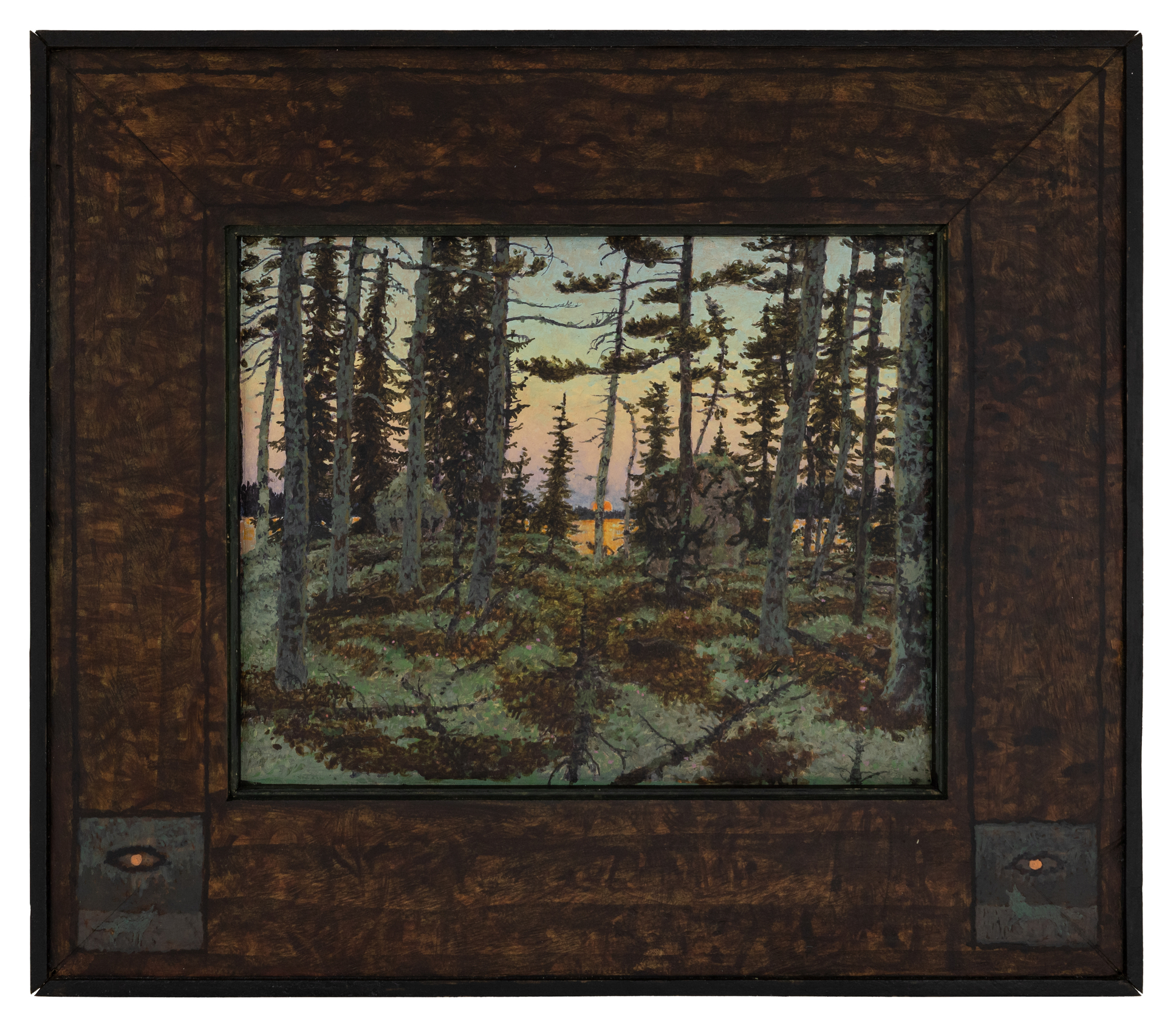 Owiiyawen' Enjii, 2025, oil on board, 13 x 15 inches, including artist's hand painted frame