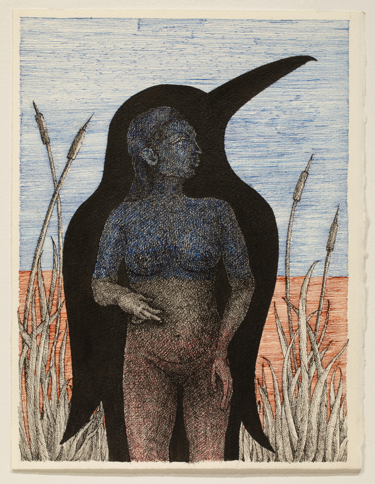 Hasnat Mehmood, Untitled (6), 2025,&nbsp;Pen and ink on Arches paper, 14 &frac12; x 11 in (36.8 x 27.9 cm), MEHHA005