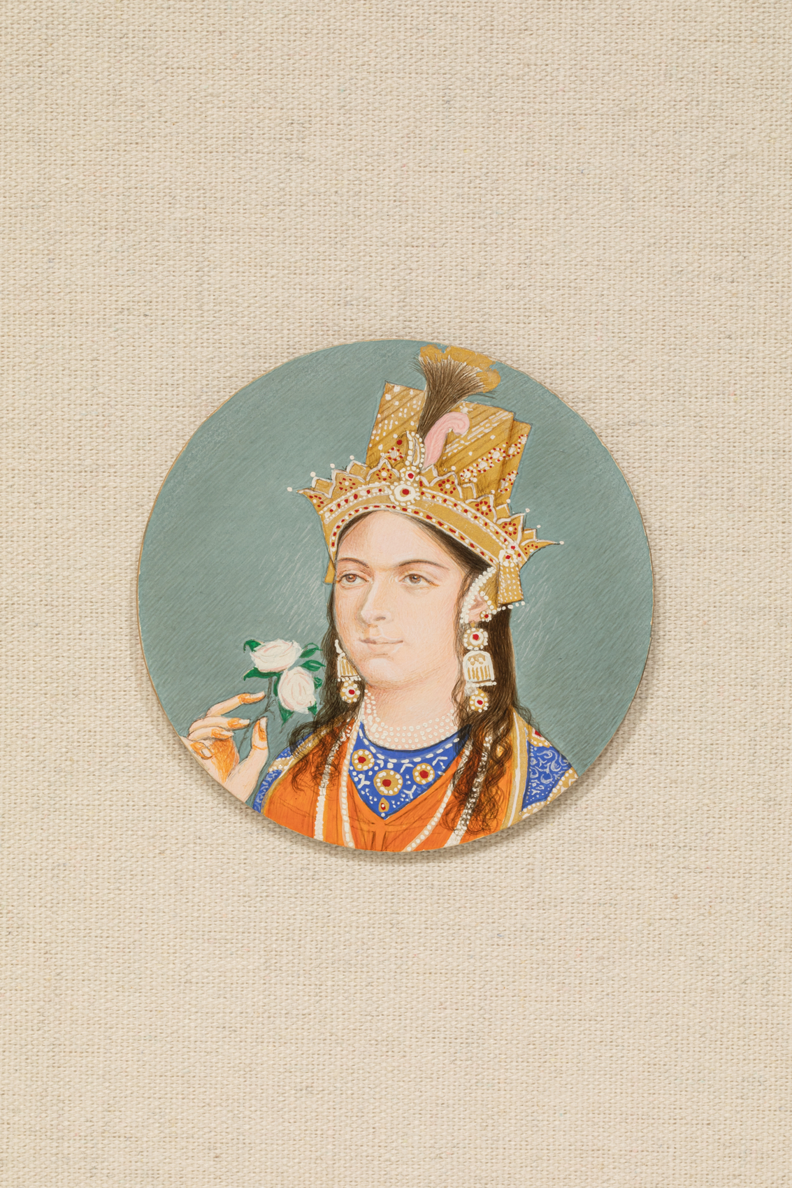 Hasnat Mehmood, Double Think (2), 2021,&nbsp;Gouache and gold on wasli paper, 3 in diameter each (7.6 cm diameter each), MEHHA008