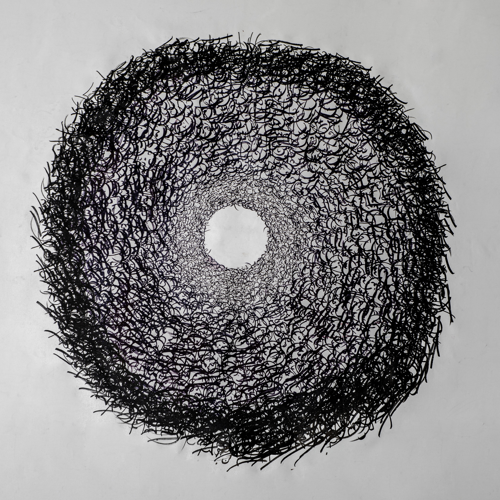 Tazeen Qayyum, We Do Not Know Who We Are Where We Go, 2014,&nbsp;Archival ink on primed canvas, 54 x 54 in (137.2 x 137.2 cm), QAYTA010