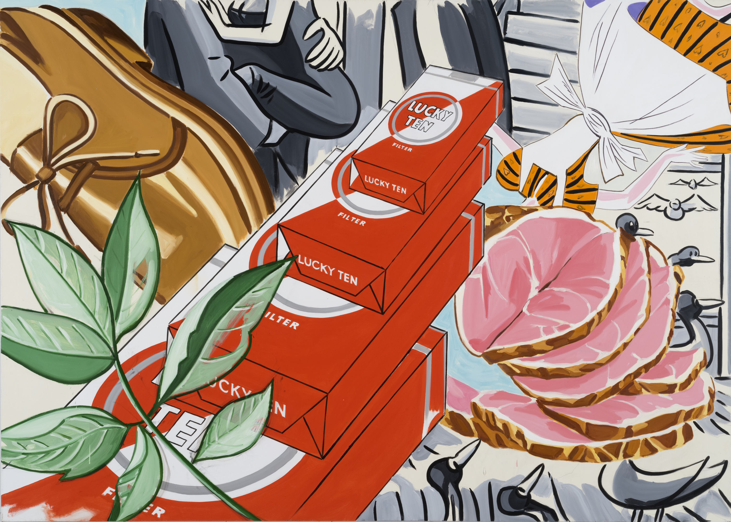 David Salle, Forget School - Remember Camp (2019); Self-Ironing Pants & Other Paintings at Thaddaeus Ropac Paris Marais 2020