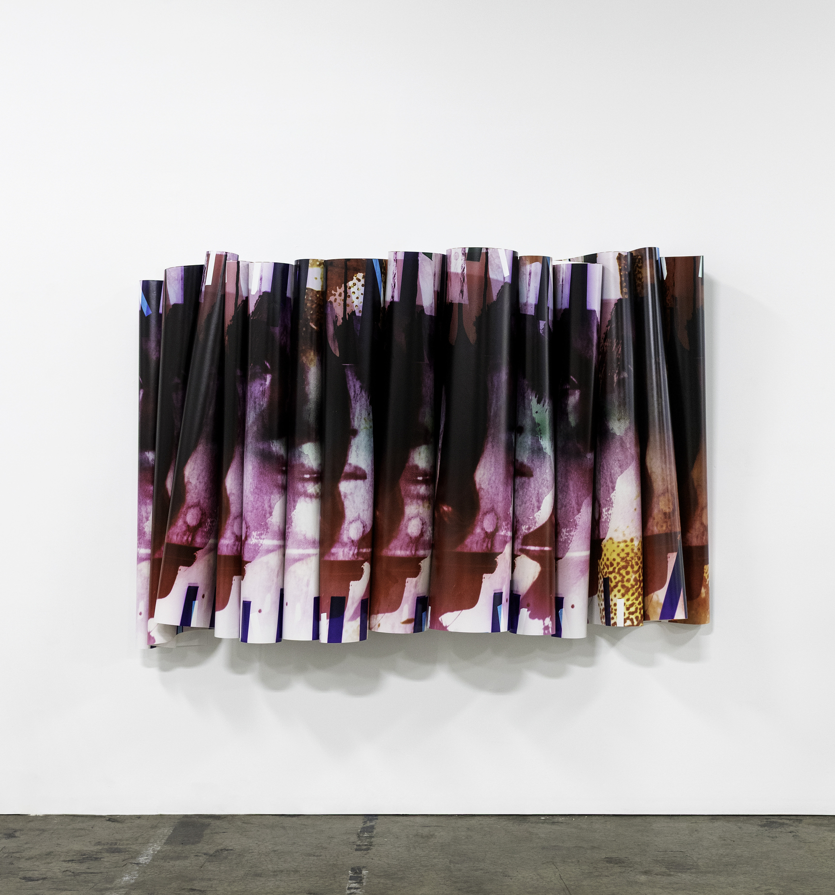 Carrie Schneider, Eve III (bloodline), 2025, single unique chromogenic photograph made in camera, 59 x 71 x 18 in., paper full length: 33.3 ft. Courtesy of David Peter Francis.